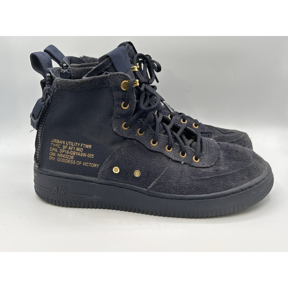 Nike SF AF1 Air Force One Mid (GS) Youth Navy Blue Shoes Size US 7Y‎ AJ0424-400